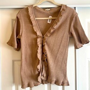 NWT POL Short-sleeves button down sweater size L
